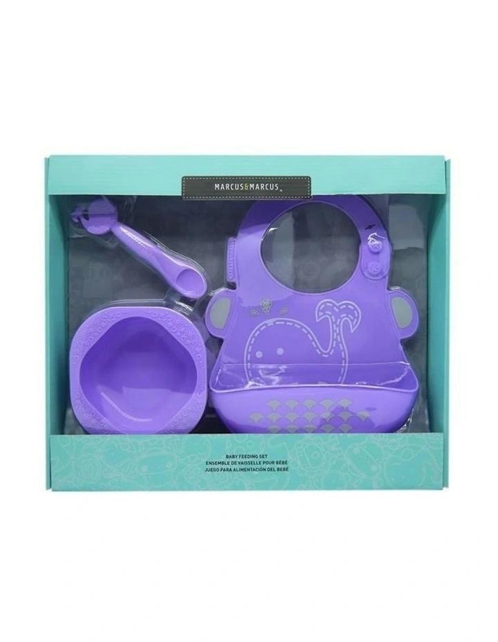 3pc Marcus & Marcus Toddler/Children's/Baby Cutlery Set Willo Whale Lilac 6m  image 2