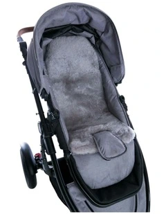 Auskin Tykes Sheepskin Pram Liner Baby Stroller Seat Pad 70x30cm Mid Grey