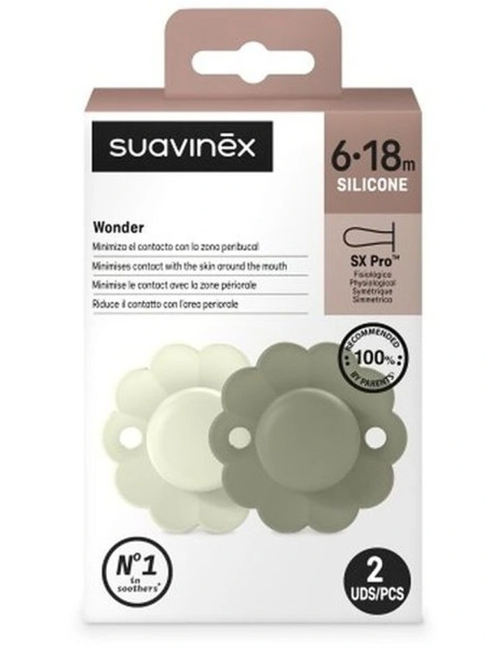 Wonder SX Pro Soother 6-18 Months 2 Pack - Almost Aqua/Hedge Green image 6
