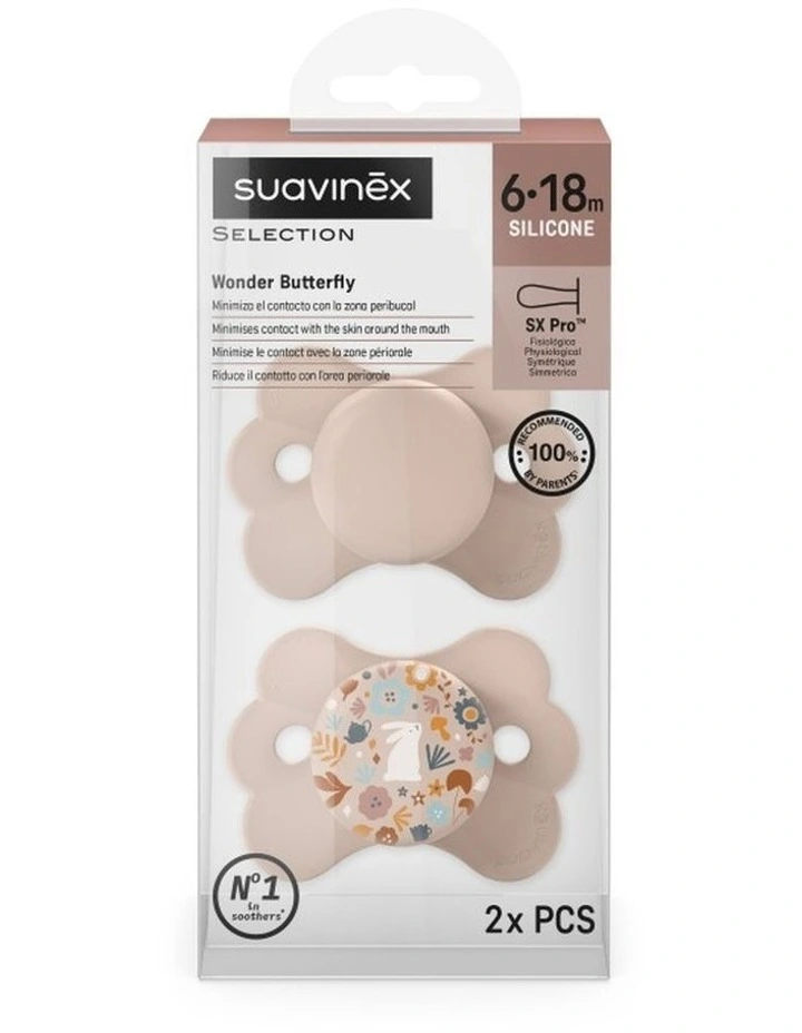 Wonderland Butterfly SX Pro Soother 6-18 Months 2 Pack - Liberty Pink image 2