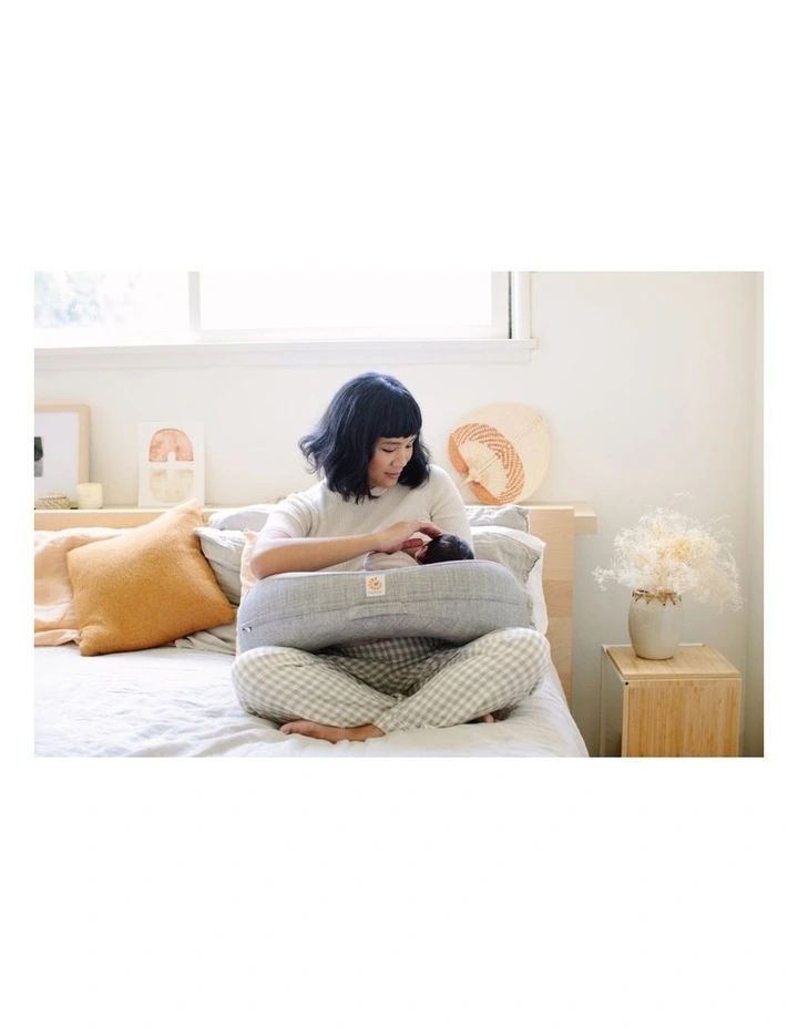 Natural Curve Nursing Pillow - Heathered Grey image 2
