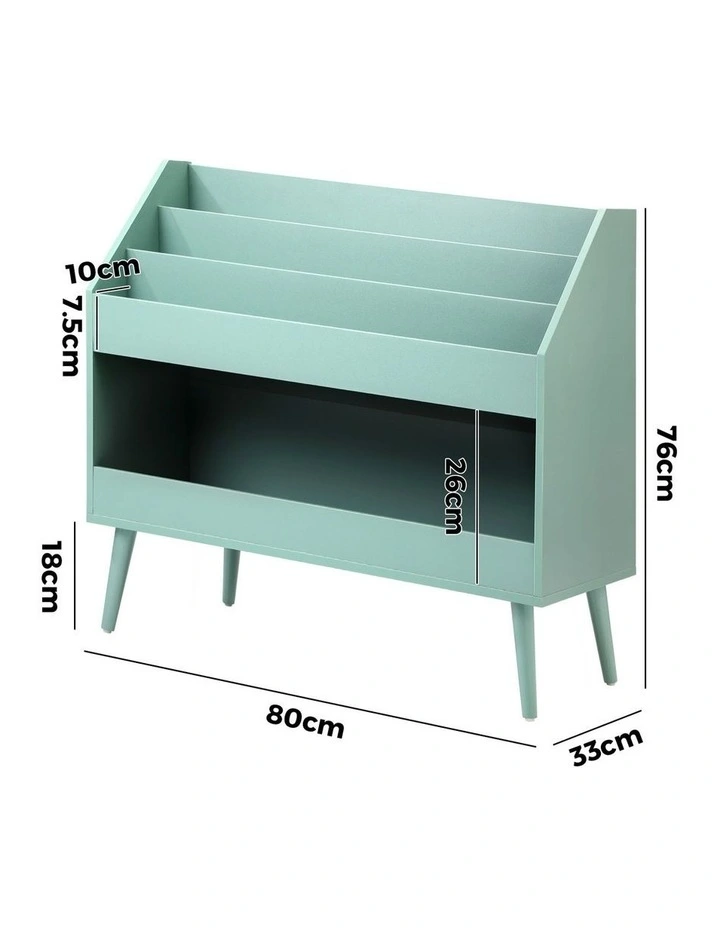 Oikiture Kids Bookshelf Children Bookcase Organiser Toy Storage Shelf Green image 3