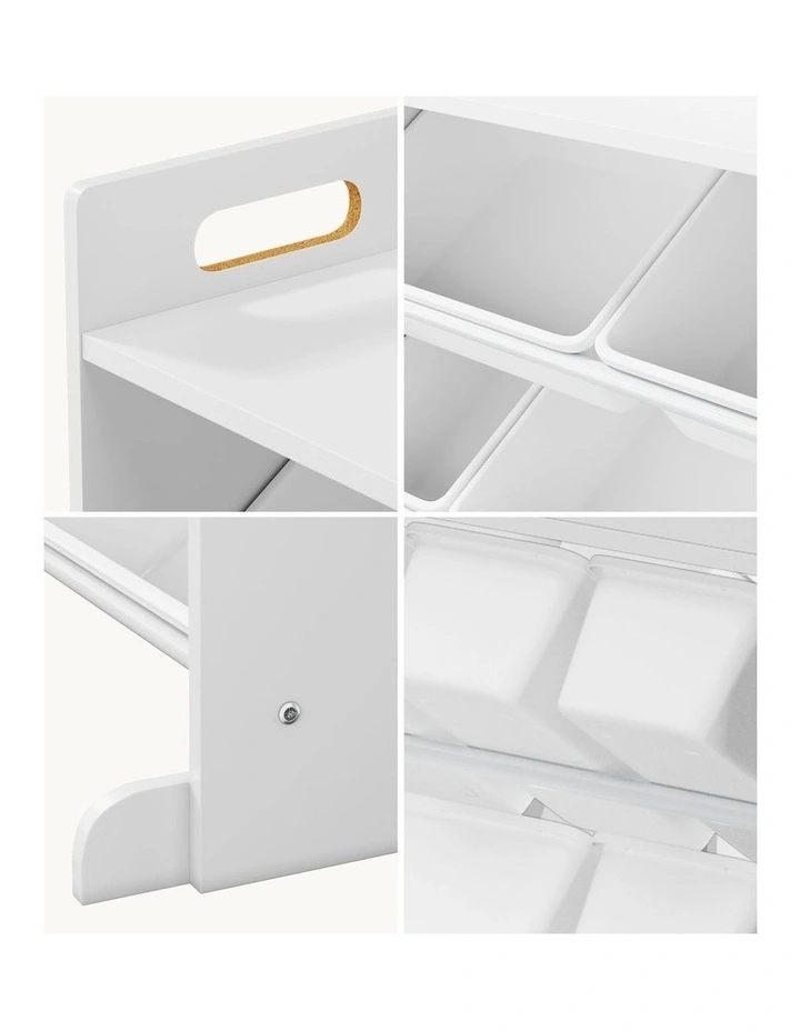 Oikiture 9 Bins Kids Toy Box Bookshelf Storage Organiser Display Shelf White image 6