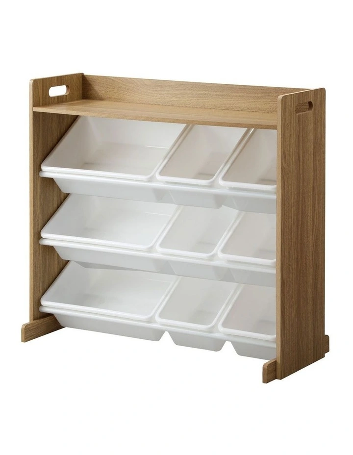 Oikiture 9 Bins Kids Toy Box Bookshelf Organiser Display Shelf Storage Rack image 1