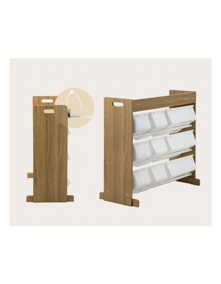 Oikiture 9 Bins Kids Toy Box Bookshelf Organiser Display Shelf Storage Rack image 7