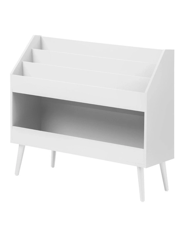 Oikiture Kids Bookshelf Children Bookcase Organiser Toy Storage Shelf White image 1