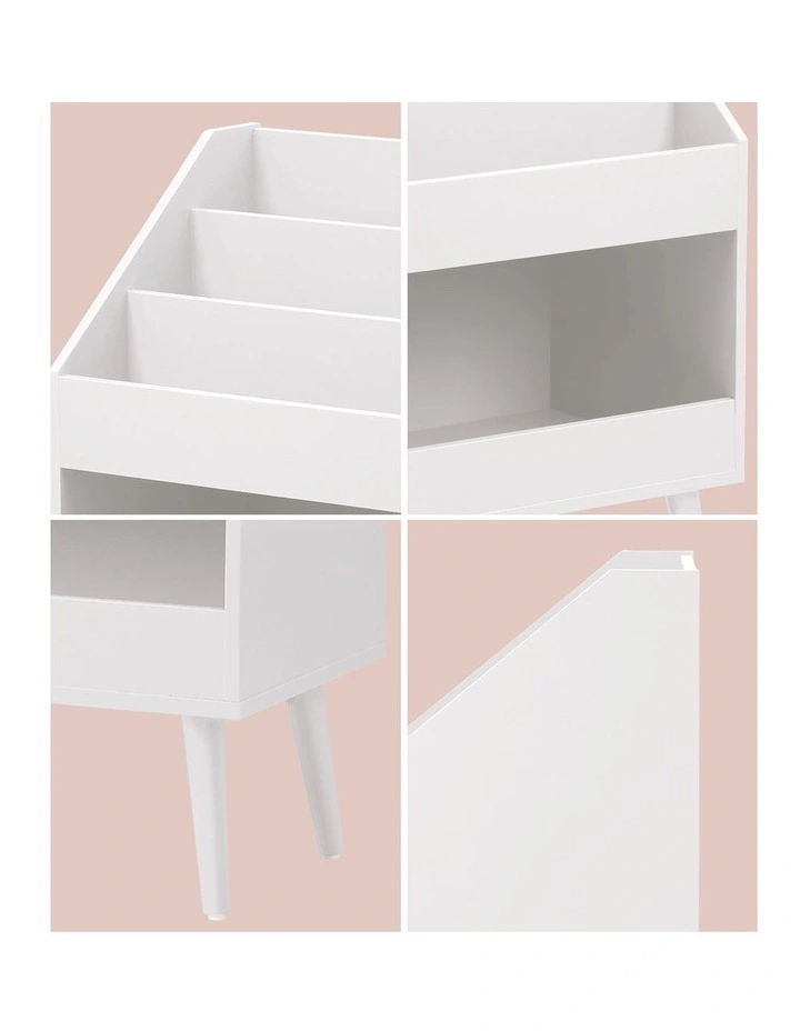 Oikiture Kids Bookshelf Children Bookcase Organiser Toy Storage Shelf White image 6