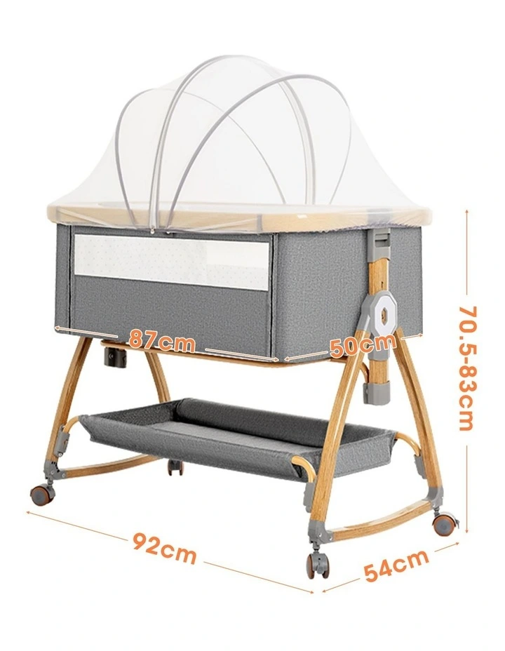 PlayPals 3-in-1 Baby Cot Crib Bed Bassinet Bedside Sleeper Portable Foldable image 3