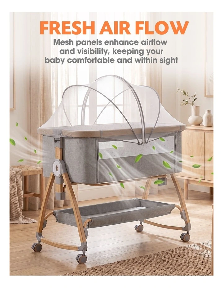 PlayPals 3-in-1 Baby Cot Crib Bed Bassinet Bedside Sleeper Portable Foldable image 7