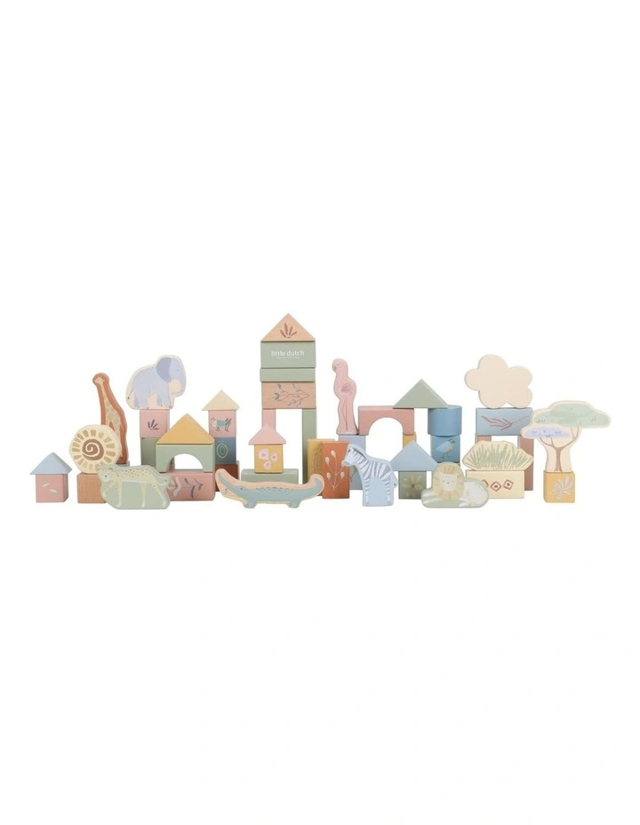 Little Dutch Safari Friends Wooden Building Blocks image 1