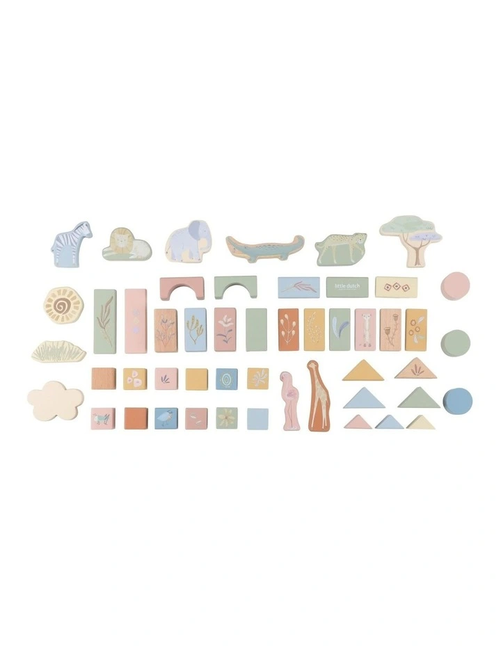 Little Dutch Safari Friends Wooden Building Blocks image 2