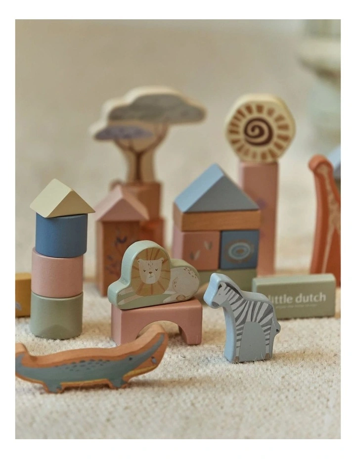Little Dutch Safari Friends Wooden Building Blocks image 3