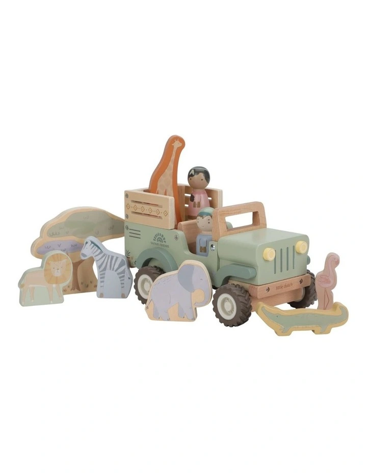 Little Dutch Safari Friends Wooden Safari Car with Animals image 1