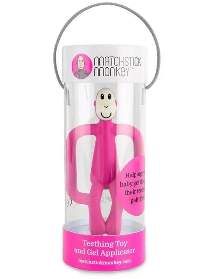 Matchstick Monkey Teething Toy and Gel Applicator - Pink image 3