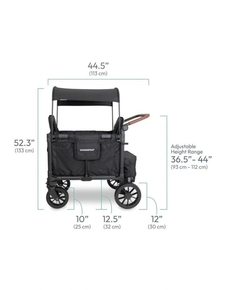 WonderFold W2 Luxe Pro Stroller Wagon - Jet Black image 2