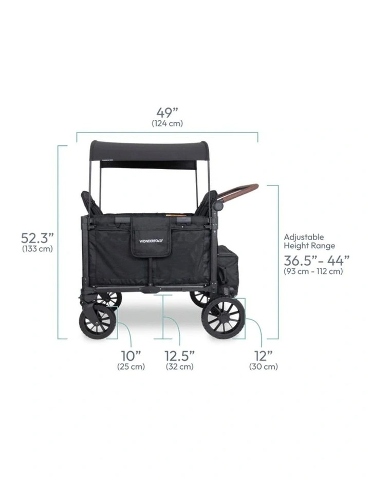 WonderFold W4 Luxe Pro Stroller Wagon - Jet Black image 3
