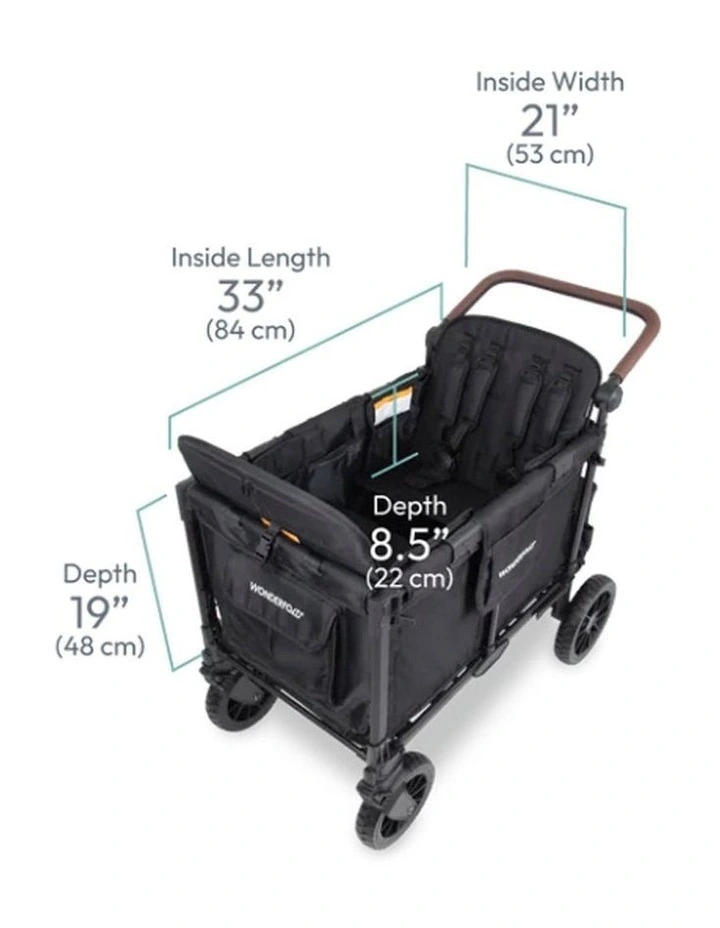 WonderFold W4 Luxe Pro Stroller Wagon - Jet Black image 4