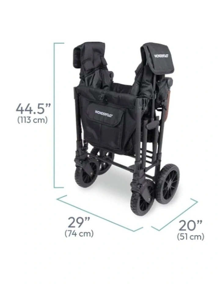 WonderFold W4 Luxe Pro Stroller Wagon - Jet Black image 5