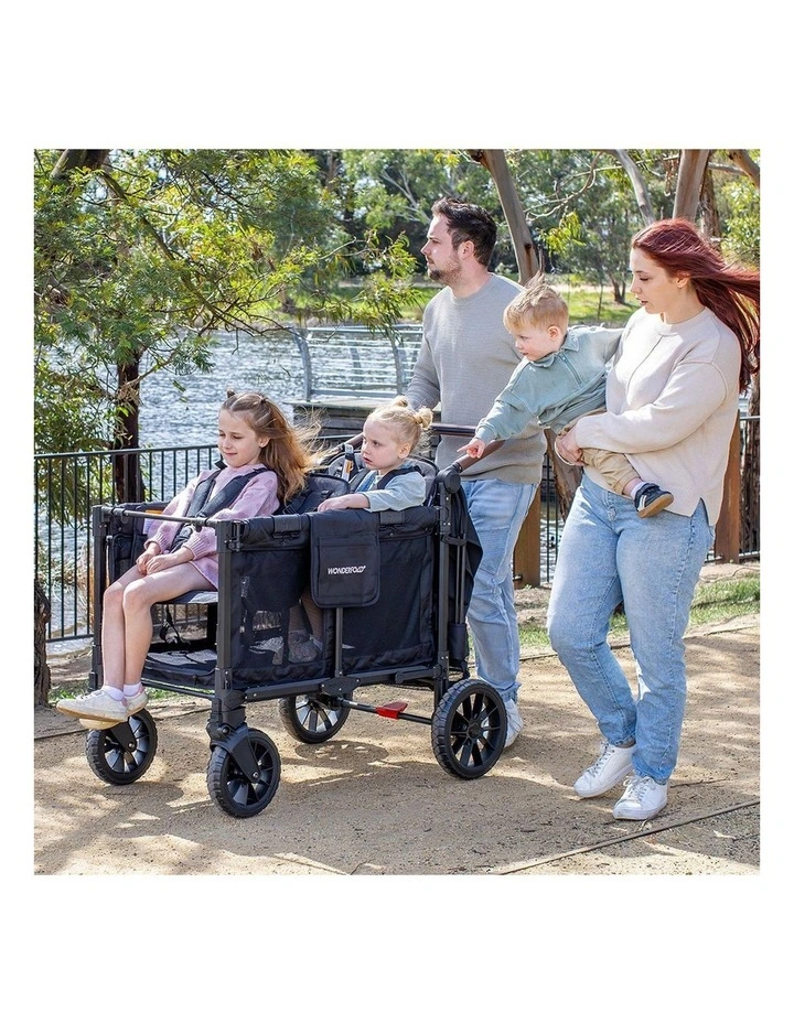WonderFold W4 Luxe Pro Stroller Wagon - Jet Black image 6