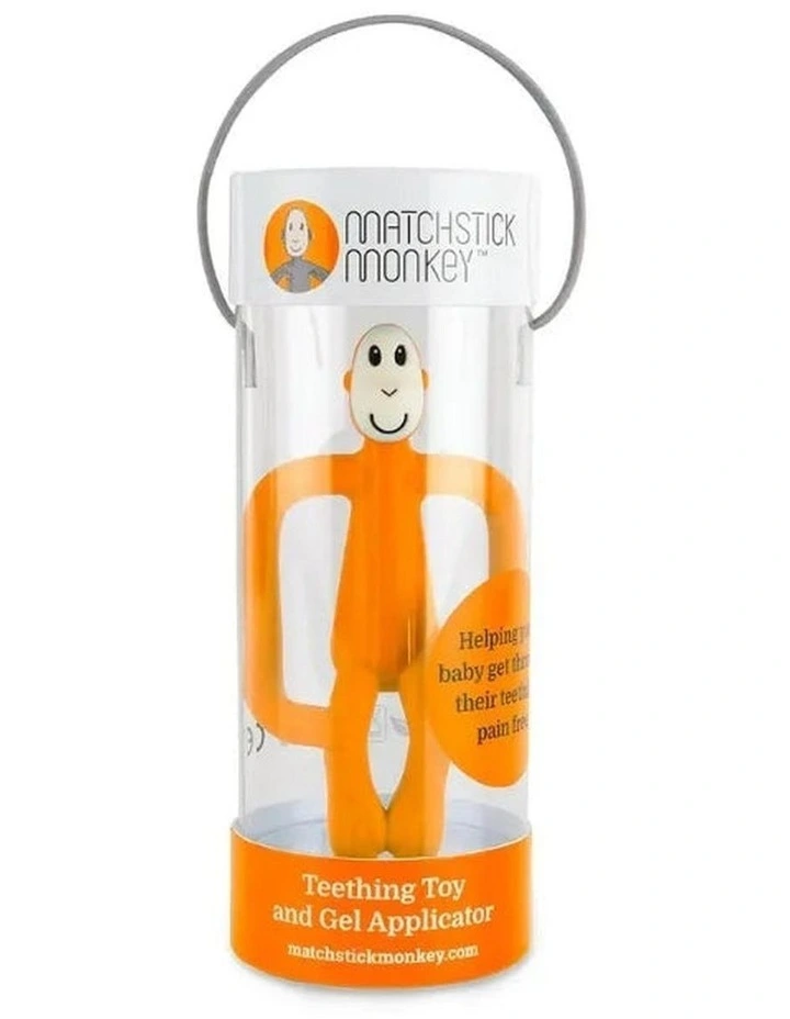 Matchstick Monkey Teething Toy and Gel Applicator - Orange image 3