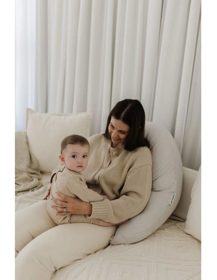 The Original Maternity & Nursing Pillow - Light Grey Muslin image 3