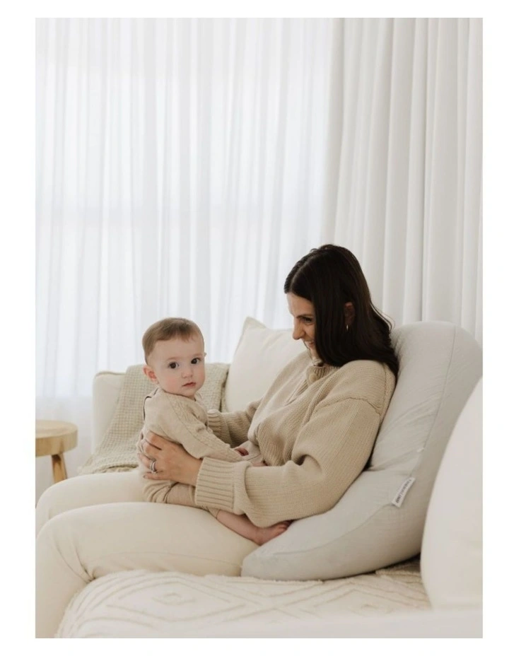 The Original Maternity & Nursing Pillow - Light Grey Muslin image 4