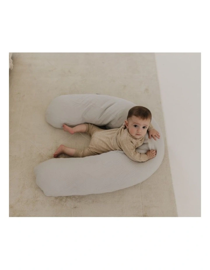 The Original Maternity & Nursing Pillow - Light Grey Muslin image 5