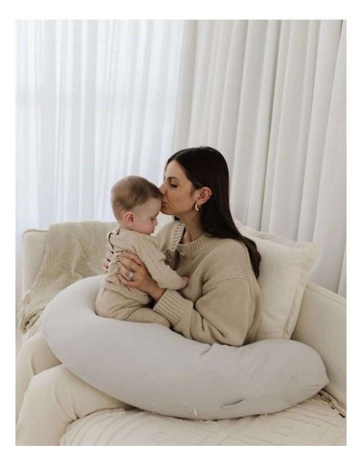 The Original Maternity & Nursing Pillow - Light Grey Muslin image 6