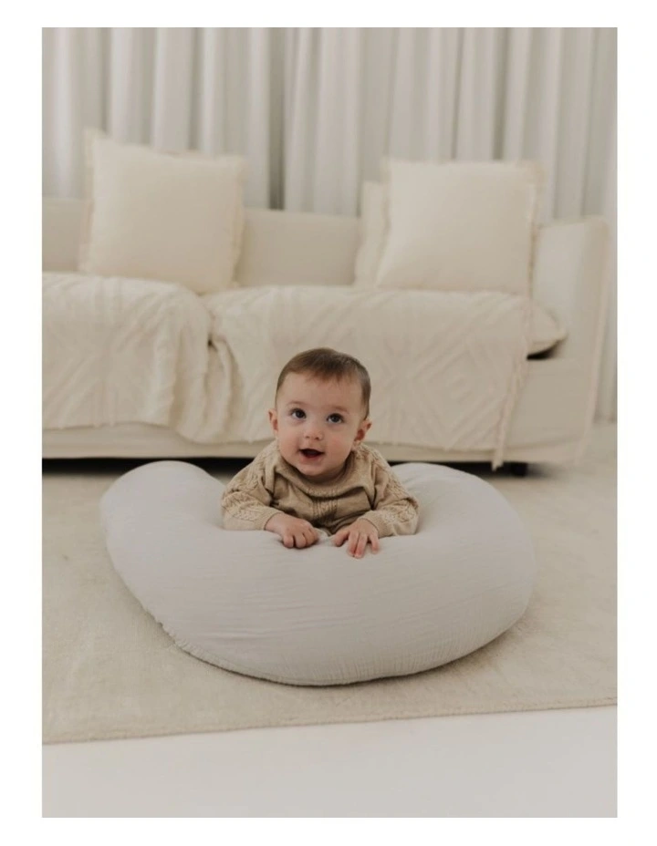 The Original Maternity & Nursing Pillow - Light Grey Muslin image 7