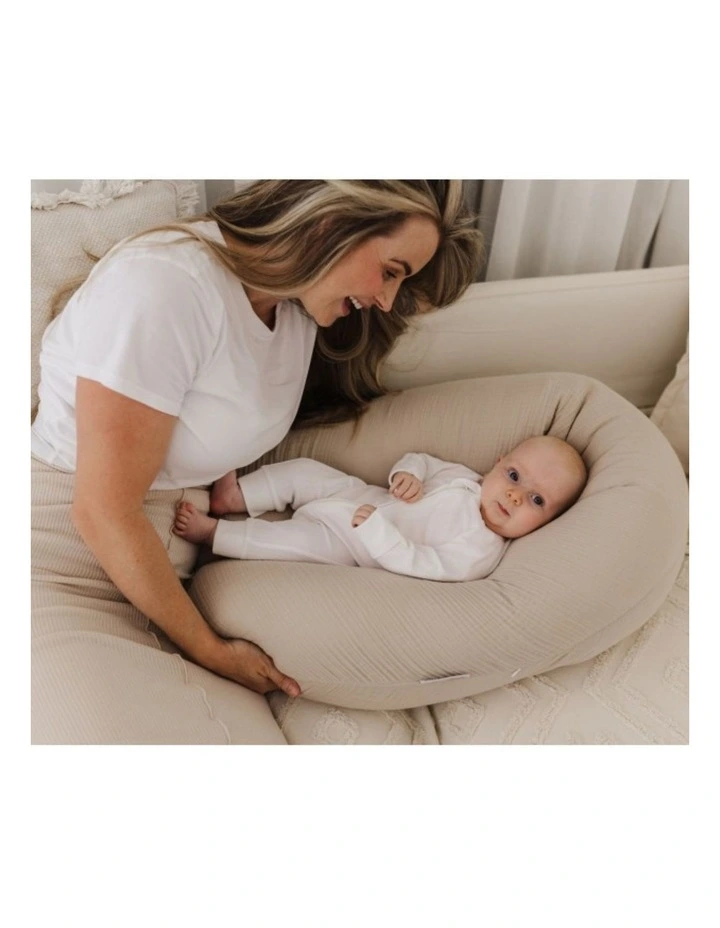 The Original Maternity & Nursing Pillow - Sand Beige Muslin image 3