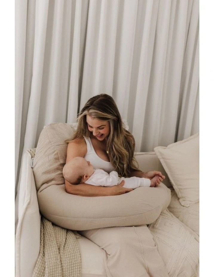 The Original Maternity & Nursing Pillow - Sand Beige Muslin image 4