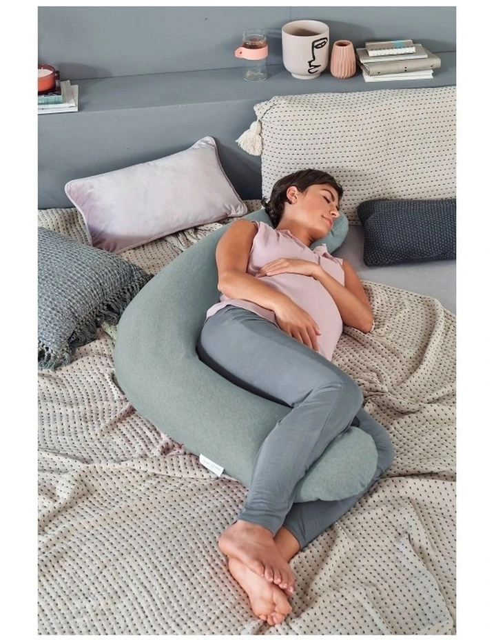 The Original Maternity and Nursing Pillow - Melange Green Grey Bamboo image 4