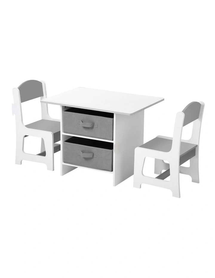 Oikiture Kids Table and Chairs Set Children Activity Play Desk with Storage Box image 1