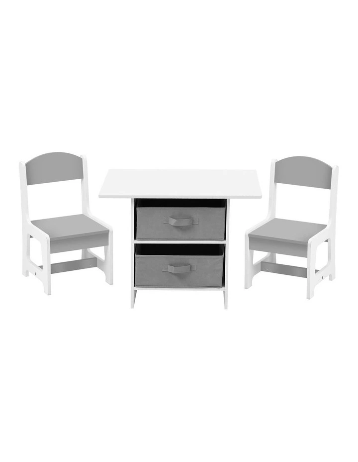 Oikiture Kids Table and Chairs Set Children Activity Play Desk with Storage Box image 2