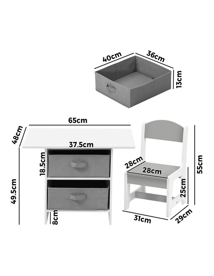 Oikiture Kids Table and Chairs Set Children Activity Play Desk with Storage Box image 3