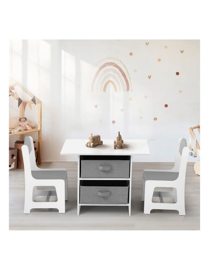 Oikiture Kids Table and Chairs Set Children Activity Play Desk with Storage Box image 5