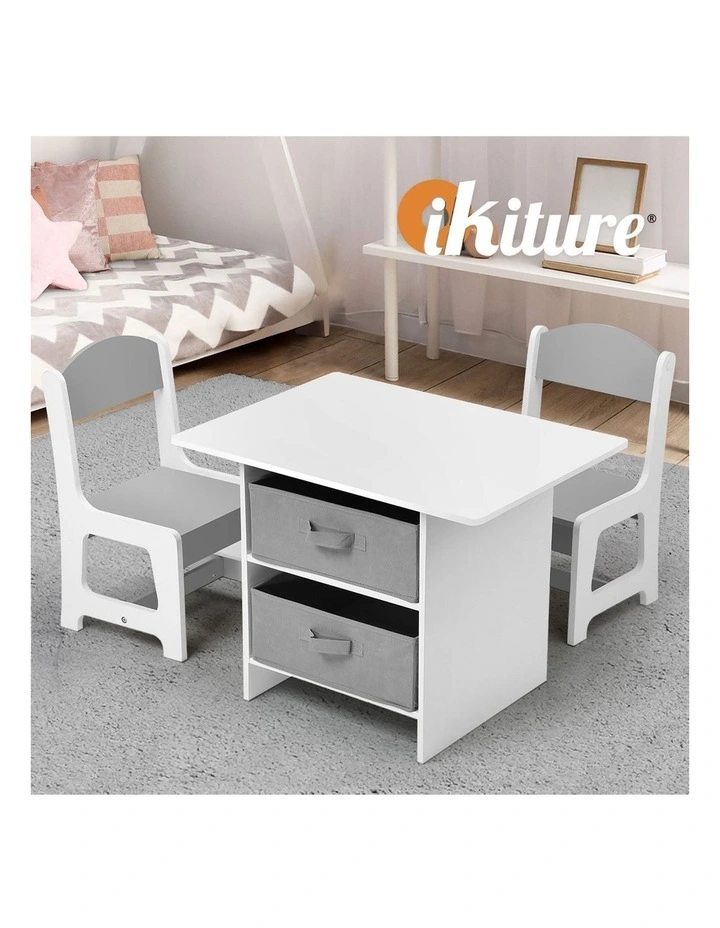 Oikiture Kids Table and Chairs Set Children Activity Play Desk with Storage Box image 7