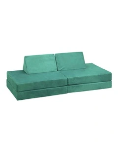 Oikiture 4Pcs Kids Play Couch Modular Lounge Cushion Convertible Playset Green