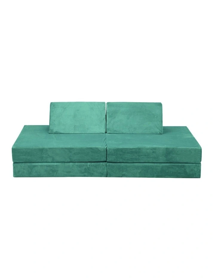 Oikiture 4Pcs Kids Play Couch Modular Lounge Cushion Convertible Playset Green image 2