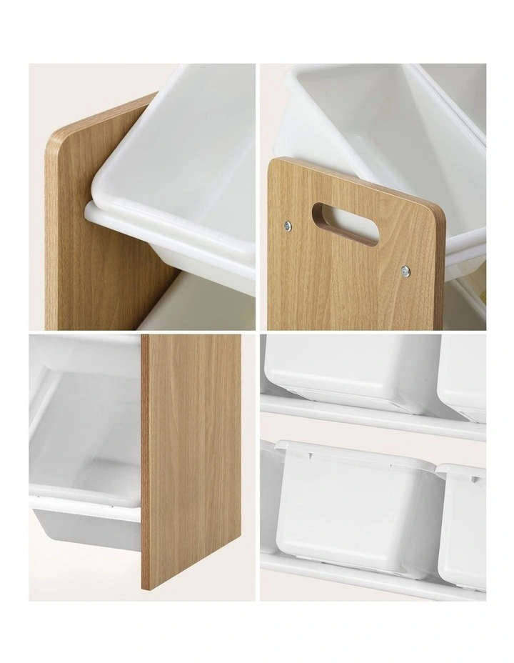 Oikiture Kids Toy Box Organiser 9 Bins Display Shelf Storage Rack Natural White image 6