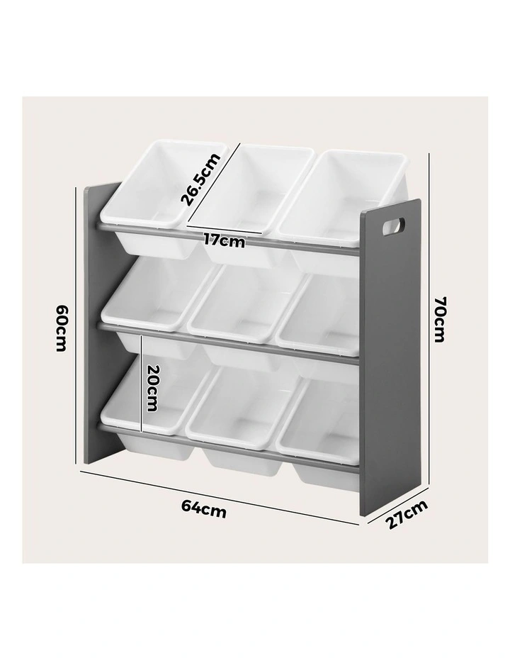 Oikiture Kids Toy Box Organiser 9 Bins Display Shelf Storage Rack Drawer image 3