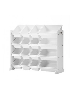 Oikiture Kids Toy Box Organiser 16 Bins Display Shelf Removable Drawer White