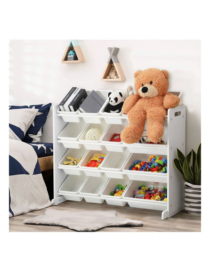 Oikiture Kids Toy Box Organiser 16 Bins Display Shelf Removable Drawer White image 5