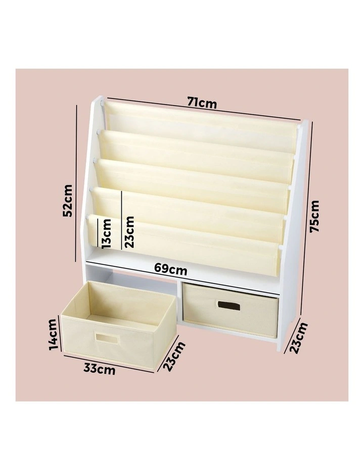 Oikiture Kids Bookshelf Bookcase Children Toys Storage Shelf Rack DIY Organiser image 3