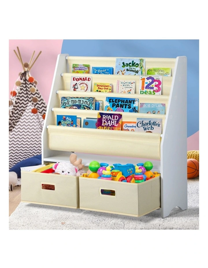 Oikiture Kids Bookshelf Bookcase Children Toys Storage Shelf Rack DIY Organiser image 4