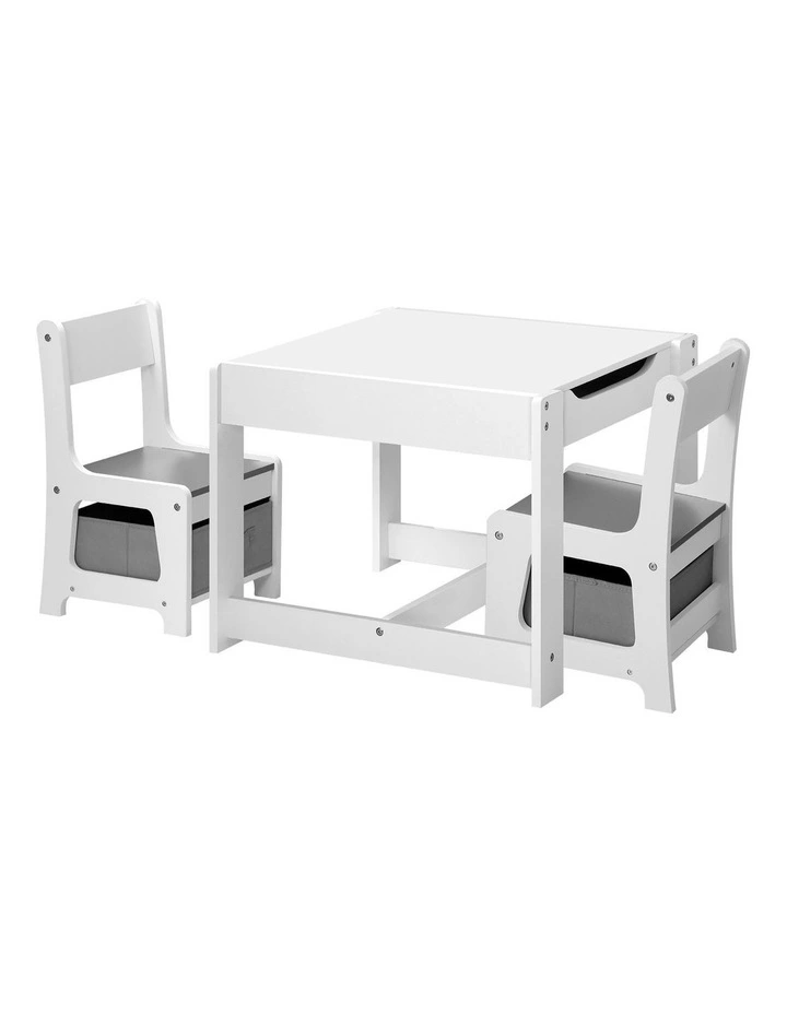 Oikiture Kids Table and Chairs Set Activity Play Study Desk w/ Toys Storage Box image 1