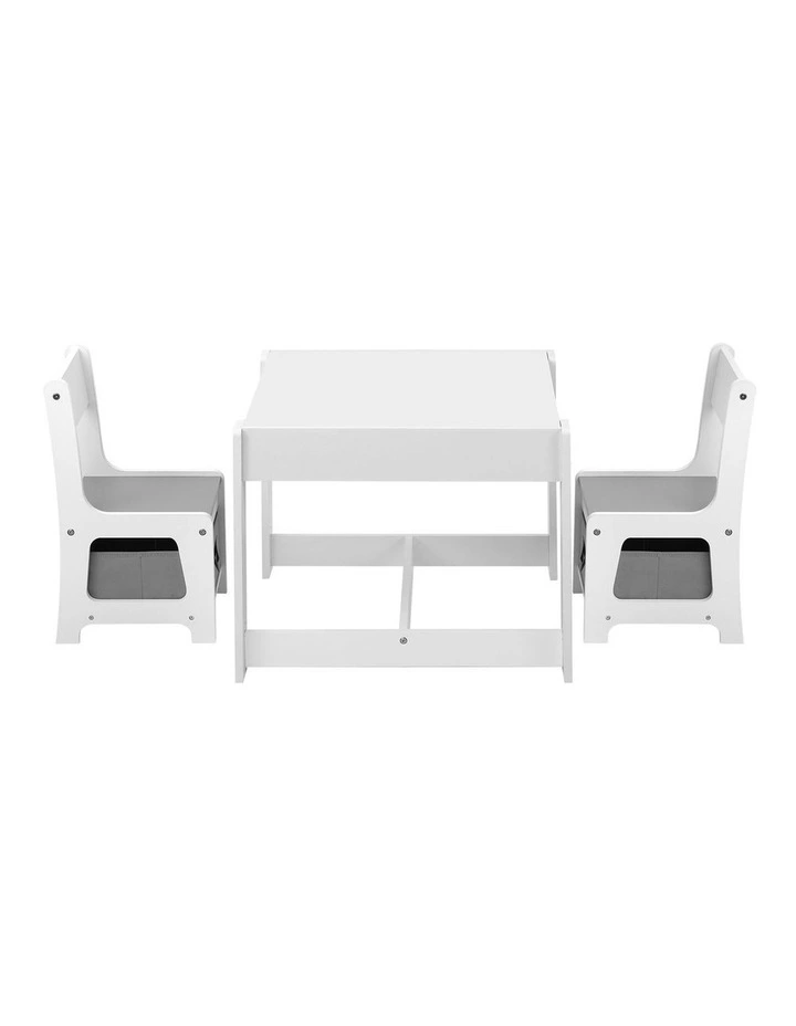 Oikiture Kids Table and Chairs Set Activity Play Study Desk w/ Toys Storage Box image 2