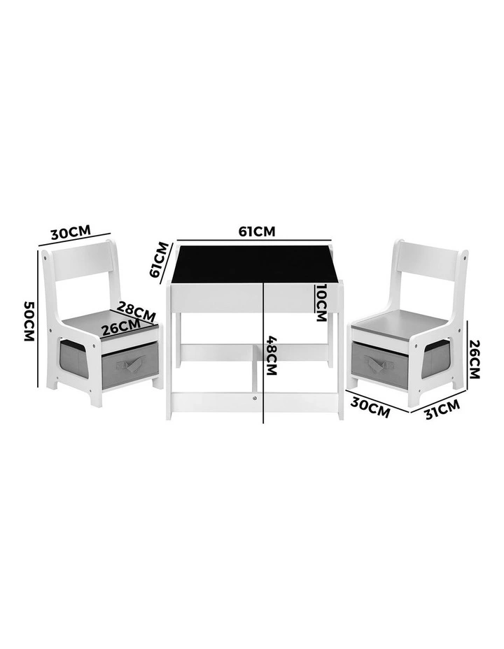 Oikiture Kids Table and Chairs Set Activity Play Study Desk w/ Toys Storage Box image 3