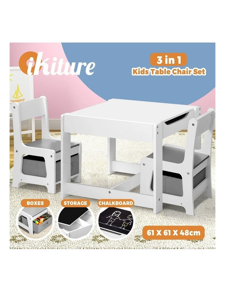 Oikiture Kids Table and Chairs Set Activity Play Study Desk w/ Toys Storage Box image 4
