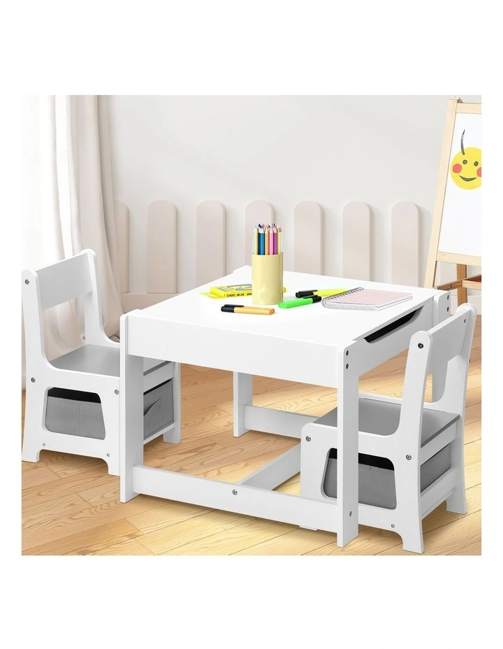 Oikiture Kids Table and Chairs Set Activity Play Study Desk w/ Toys Storage Box image 5